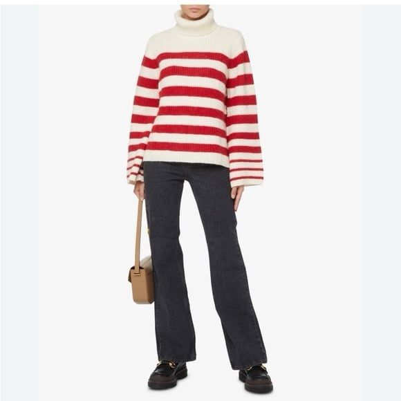 BAUM UND PFERDGARTEN Chikita Striped Wool-alpaca Blend Turtleneck Sweater small - Picture 9 of 11